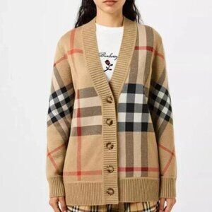 NWOT ！Burberry Caragh Check Jacquard Cardigan